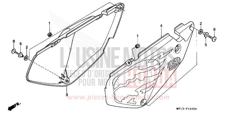 SEITENABDECKUNG von Africa Twin 750 SAHARA BULE METALLIC (PB273) von 1999